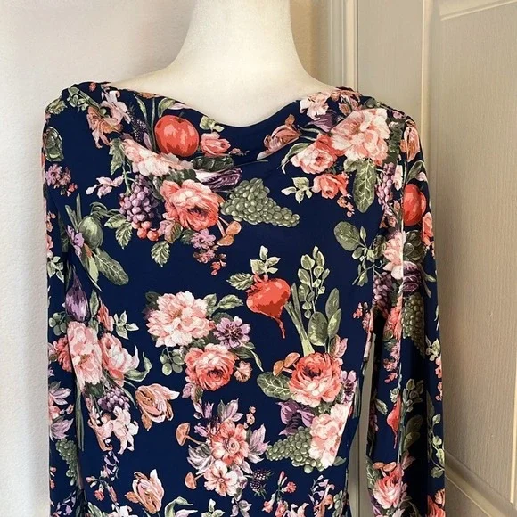 Abercrombie & Fitch Floral Asymmetric Hem Midi Dress Wedding Guest sz XL NWOT - Picture 3 of 13